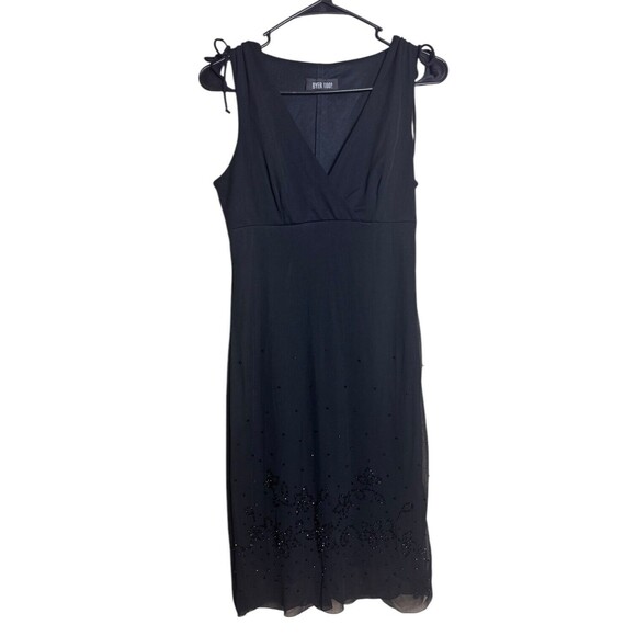 IZ Byer Women's SZ M Black Sleeveless Dress V Neck Beaded Y2K Witchy Whimsigoth - Picture 1 of 7